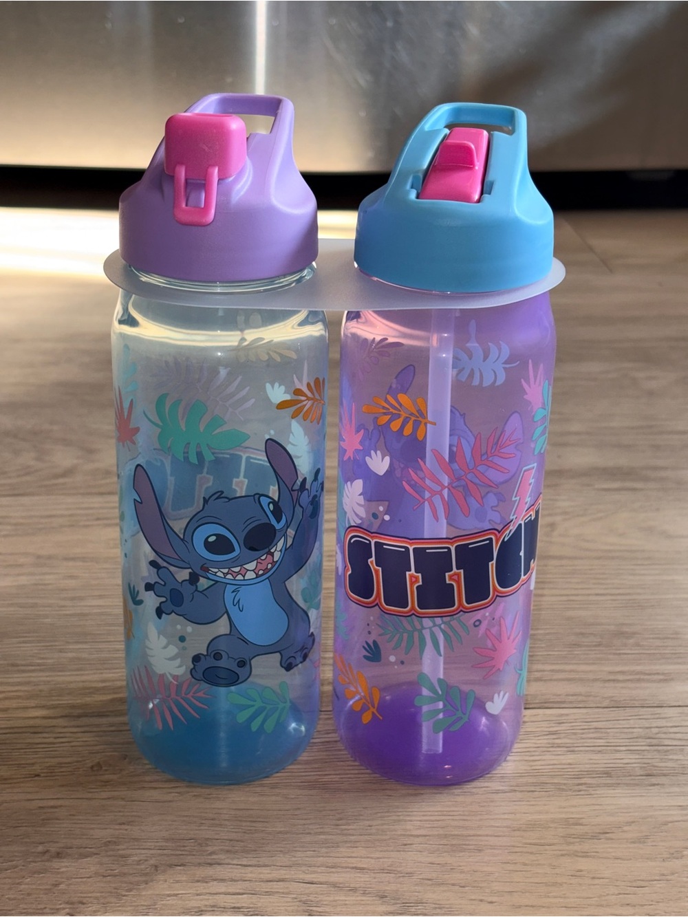 Disney Stitch Twin Pack Water Bottles - Pink, Teal & Purple Accents